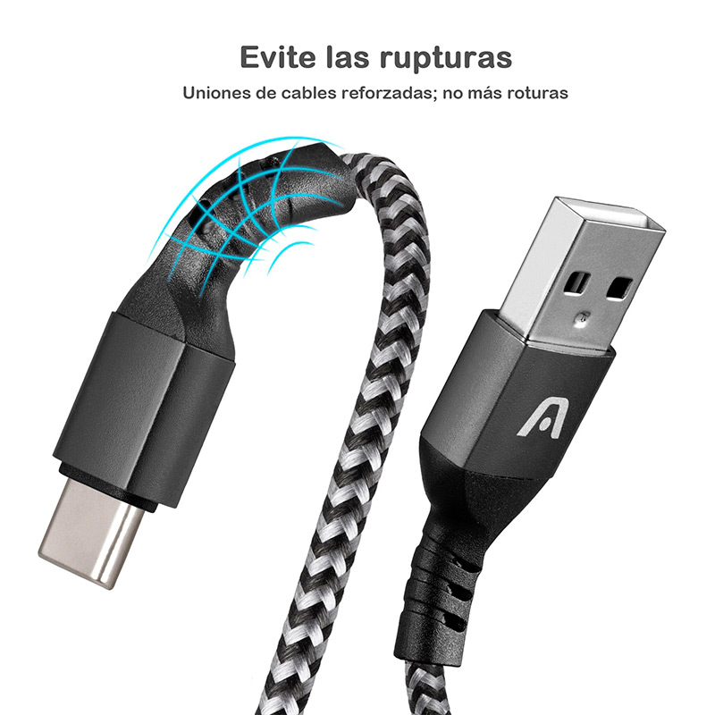 Cable USB-C a USB Argom ARG-CB-0025WT Forrado Blanco
