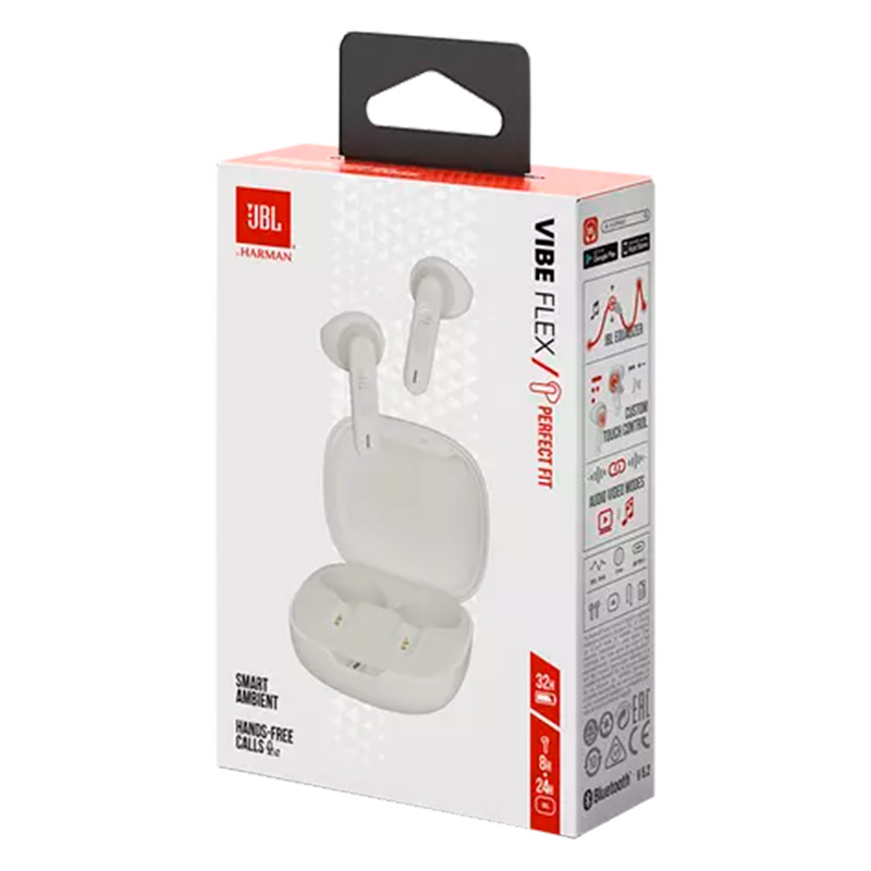 Audífonos Bluetooth JBL Vibe Flex in-ear con Micrófono Blanco