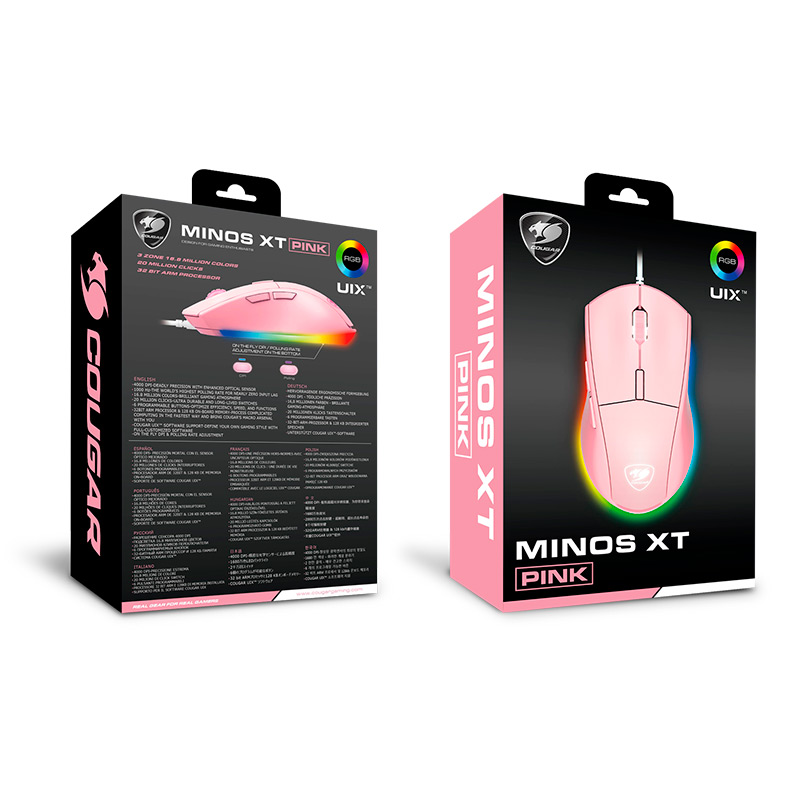 Mouse Óptico Gaming Cougar Minos XT PINK 4000 DPI 6 Botones