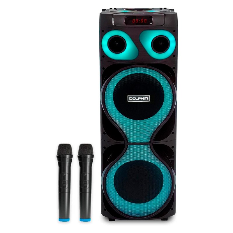 Bocina Bluetooth Dolphin SP-2150RBT X-Bass Dual 12"  120W Negro + 2 Microfonos