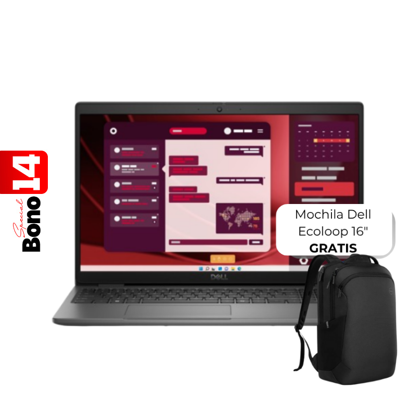 Laptop Dell Latitude 3550 15.6" i5-1335U 16GB RAM 512GB SSD W11 Pro Gris Oscuro Teclado Español