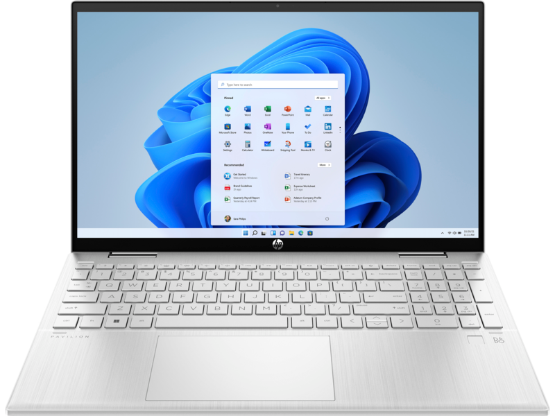 21C1 - HP Pavilion x360 15.6 Convertible PC NaturalSilver FrontRight