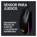Mouse Óptico Gaming Logitech G203 LIGHTSPEED Negro 8000DPI 6 Botones