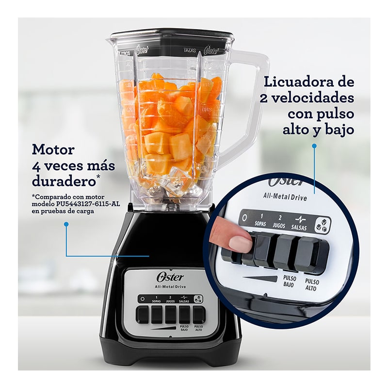 Licuadora Oster 2 Velocidades Pulso y Vaso De Plástico 1.25Lts. Blanco