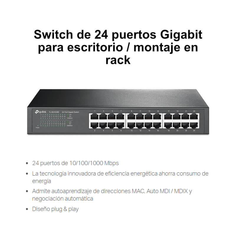 Switch TP-Link TL-SG1024D 24 Puertos 10/100/1000Mbps Rackmount