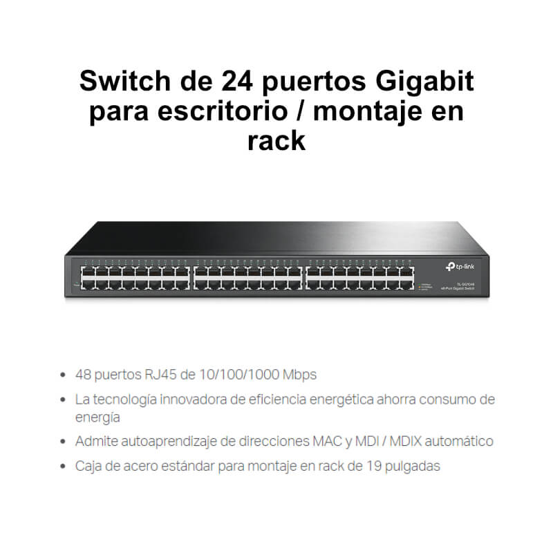Switch TP-Link TL-SG1048 48 Puertos 10/100/1000Mbps Rackmount