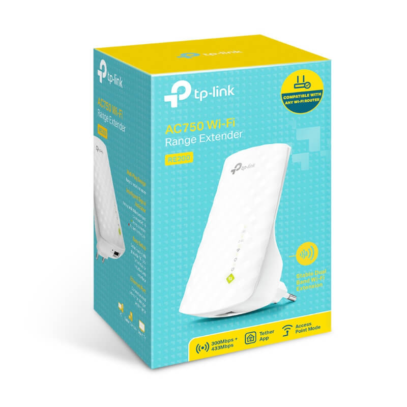 Extensor Wi-Fi TP-Link RE200 AC750 750Mbps DualBand 1-RJ45 Ver 5.0