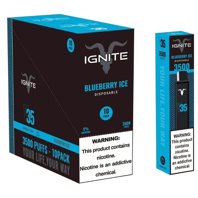 Vape Electrónico Ignite V35 3500 Puffs Nic 5g Blueberry Ice