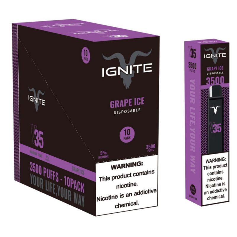 Vape Electrónico Ignite V35 3500 Puffs Nic 5g Grape Ice