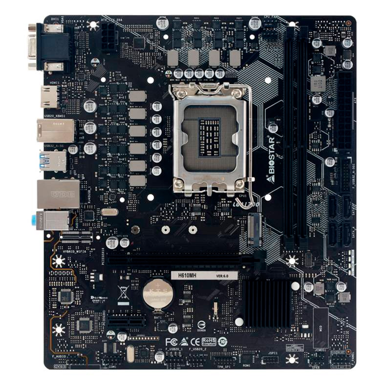 Motherboard Biostar H610MH LGA1700 14th, 13th y 12th Gen 2xDDR4 Micro-ATX Open Box