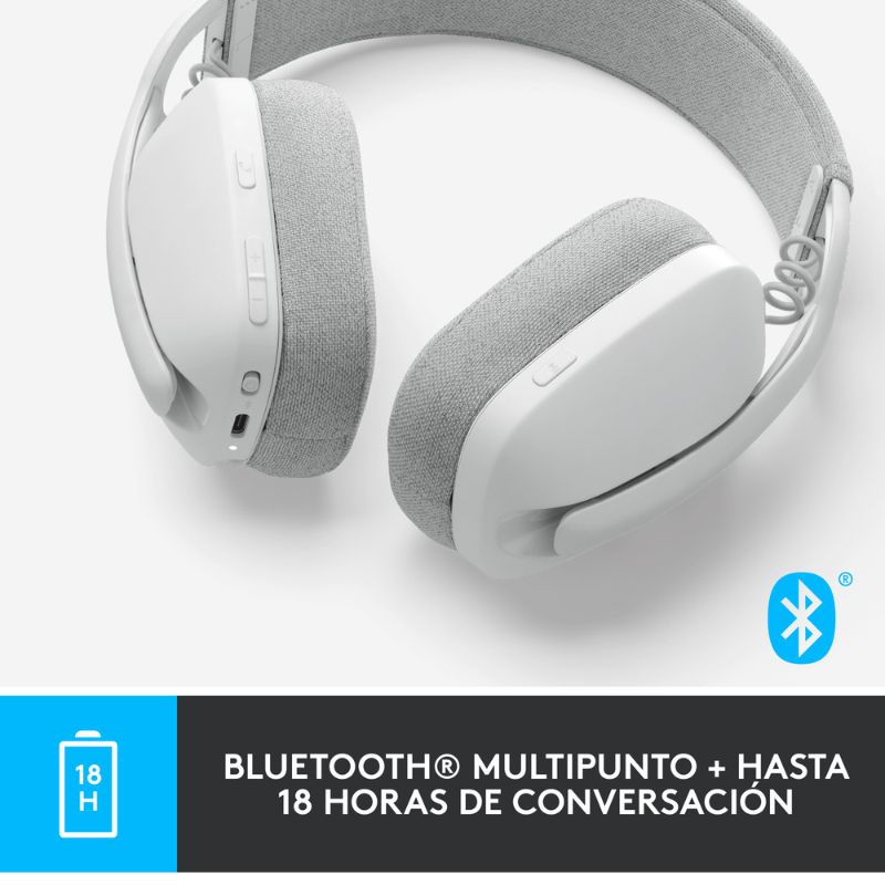 Audífonos tipo Headset Logitech ZONE VIBE 100 Inalámbricos con Micrófono Blanco