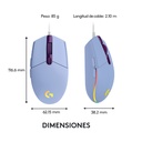 Mouse Óptico Gaming Logitech G203 LIGHTSYNC Lila 8000DPI 6 Botones