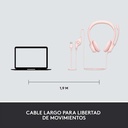 Audífonos Tipo Headset Logitech H390 USB con Micrófono Rosado