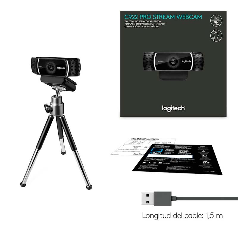 Cámara Web Logitech C922 PRO STREAM Full HD