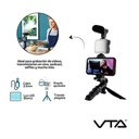 Trípode para Celular VTA+ con Luz Led + Micrófono 3.5mm Negro