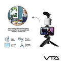 Trípode para Celular VTA+ con Luz Led + Micrófono 3.5mm Negro