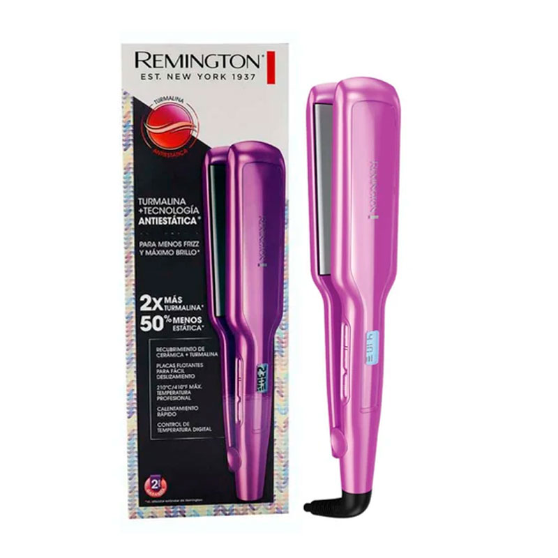 Plancha Alisadora Remington pantalla digital con Turmalina Y Antiestática Morado