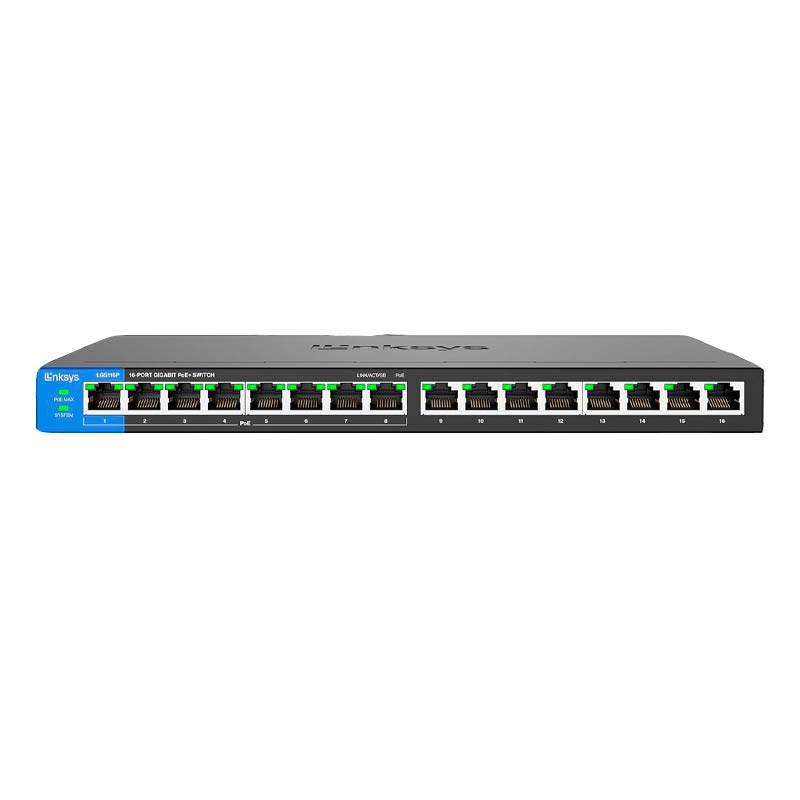 Switch Linksys LGS116P 16 Puertos 10/100/1000Mbps PoE+