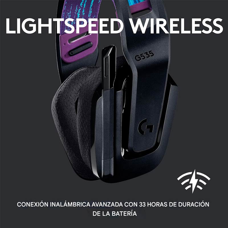 Audifonos tipo Headset Logitech G535 Lightspeed USB 3.5mm con Micrófono Negro