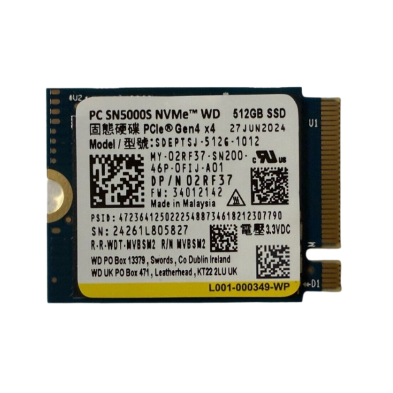 Unidad SSD M.2 2230 512GB Western Digital PC SN5000S PCIe NVMe 6000Mbps