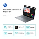 Laptop HP OmniBook X FLIP 2 en 1 16" Touch 2K AMD Ryzen 5 220 8GB RAM 512GB SSD Radeon 740M W11 Home Gris Teclado Ingles
