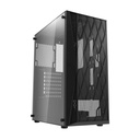 Case DarkFlash DK352 Mesh ATX Mid Tower con 4 ventiladores ARGB, panel lateral de vidrio templado negro.