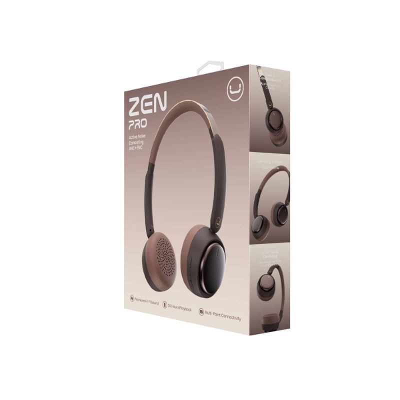 Audífonos Tipo Headset Unno Tekno Bluetooth HS7402BR ZenPro ANC con Micrófono Marrón