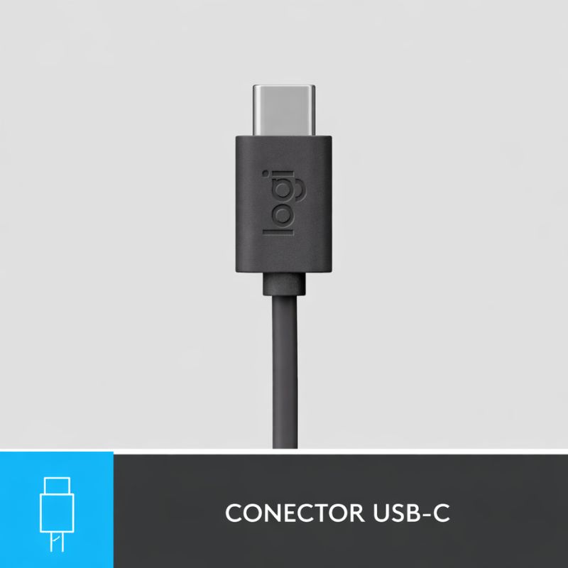 Audífonos Tipo Headset Logitech H390 USB-C con Micrófono Negro Media Noche