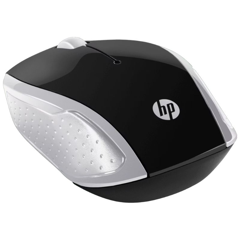 Mouse inalámbrico HP 200 óptico ergonómico plateado