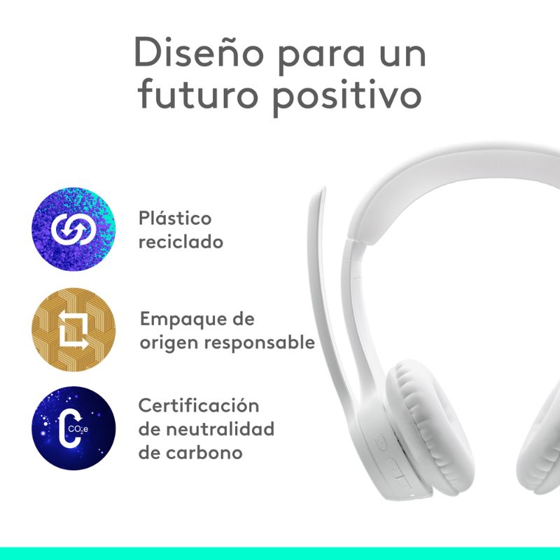 Audífonos Tipo Headset Logitech Zone 300 Inalámbricos con Micrófono Blanco