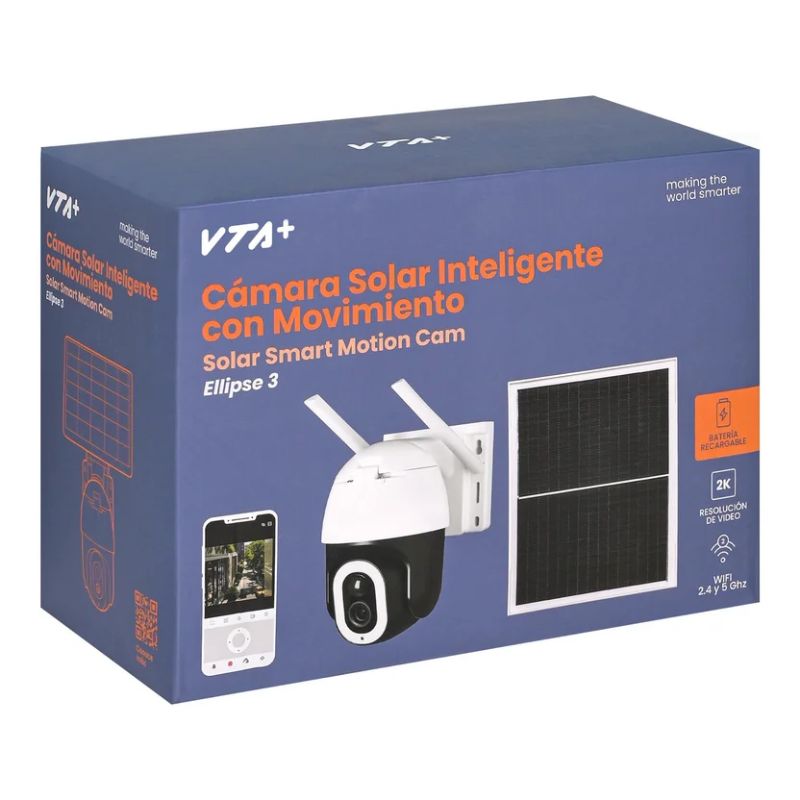Cámara Inteligente VTA+ Ellipse 3 Exterior Smart Home Wi-Fi con Movimiento Panel Solar 2K