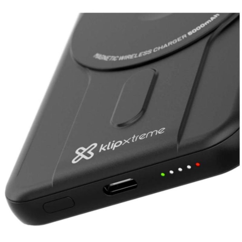 PowerBank Klip Xtreme PowerMag 5000mAh USB-C/Inalámbrico Negro
