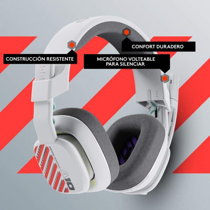 Audífonos tipo Headset Logitech ASTRO Gaming A10 Gen 2 3.5mm con Micrófono Blanco