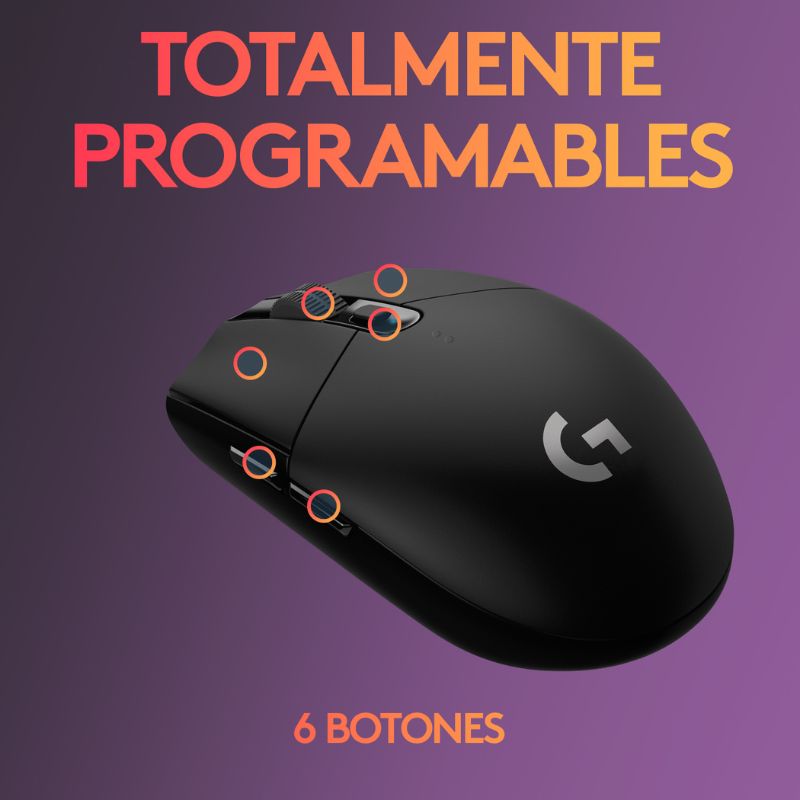 Mouse Gaming Inalámbrico Óptico Logitech G305 LIGHTSPEED 12000DPI 6 Botones Negro