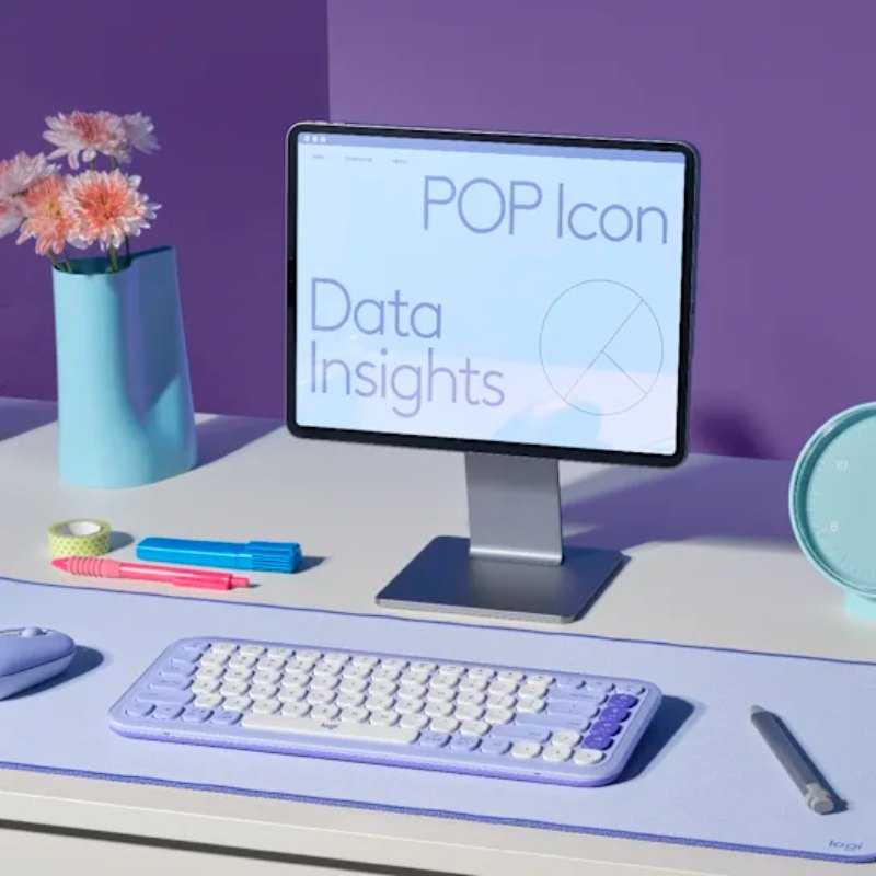 Teclado y Mouse Inalámbrico Logitech POP Icon  Lila y blanco Español