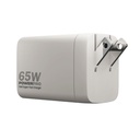 Cargador de Pared Unno Tekno PowerPro Dual USB-A USB-C 65W​​ Blanco