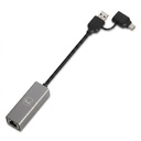 Adaptador Unno Tekno 2 en 1 USB 3.0 a Ethernet Gigabit AD3007GY USB-C y USB-A RJ45 Gris
