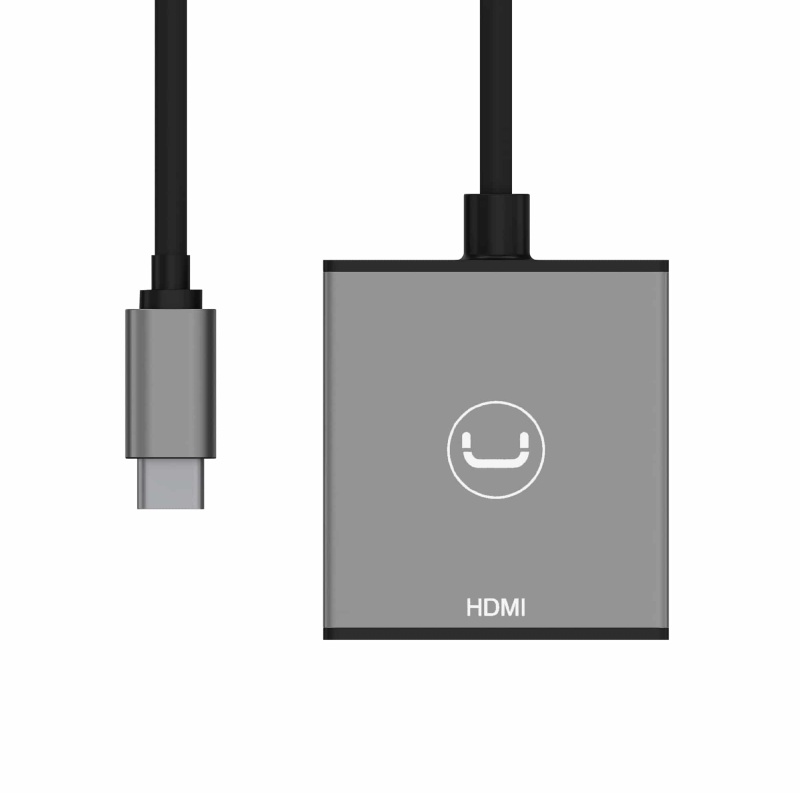 Adaptador Unno Tekno AD3001GY USB-C a HDMI 4K 60 Hz HDR con carcasa de aluminio