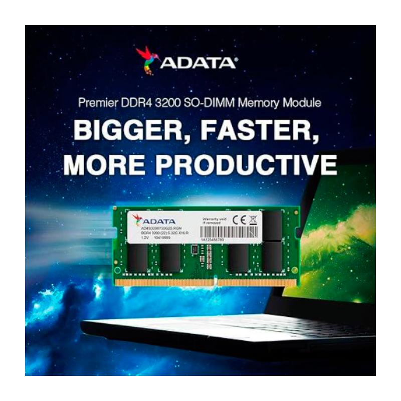 Memoria RAM DDR4 SODIMM 8GB ADATA Premier 3200MHz CL22