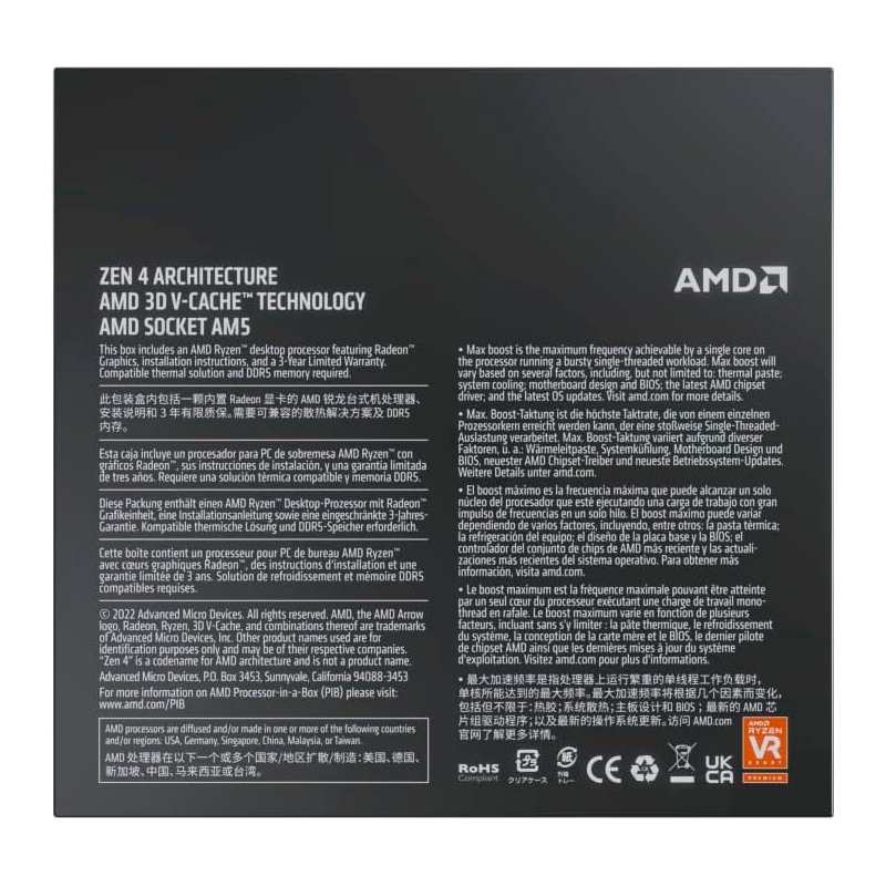 Procesador AMD Ryzen 7 7800X3D 4.2GHz Socket AM5