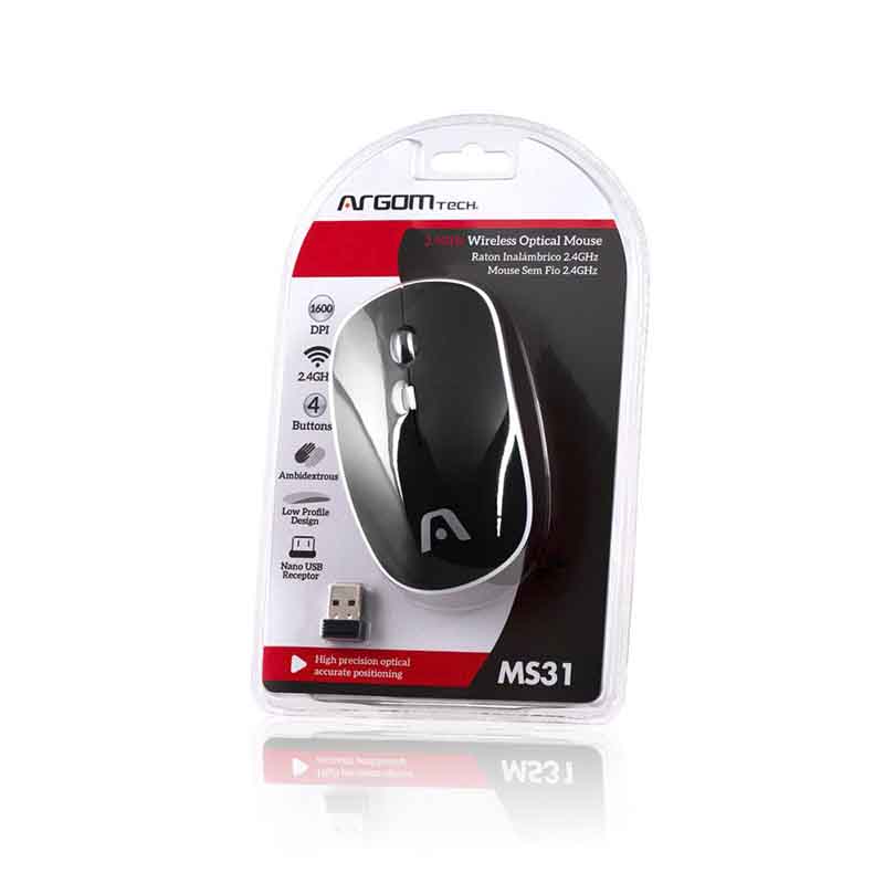 Mouse Inalámbrico Argom MS31 1600DPI Negro