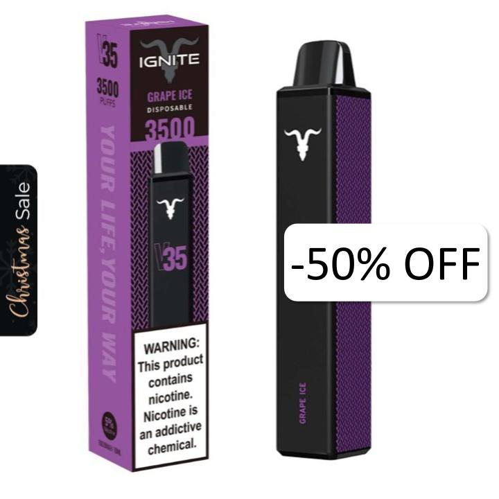 Vape Electrónico Ignite V35 3500 Puffs Nic 5g Grape Ice