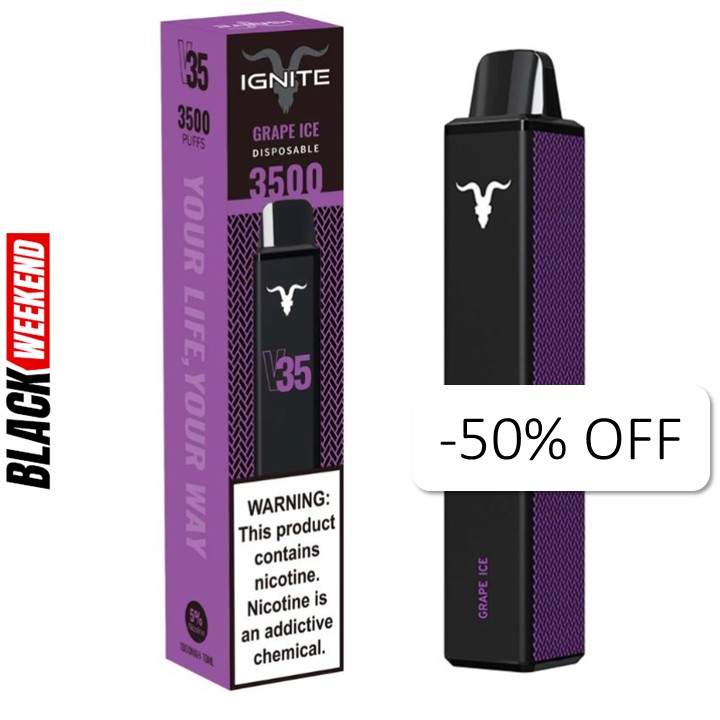 Vape Electrónico Ignite V35 3500 Puffs Nic 5g Grape Ice