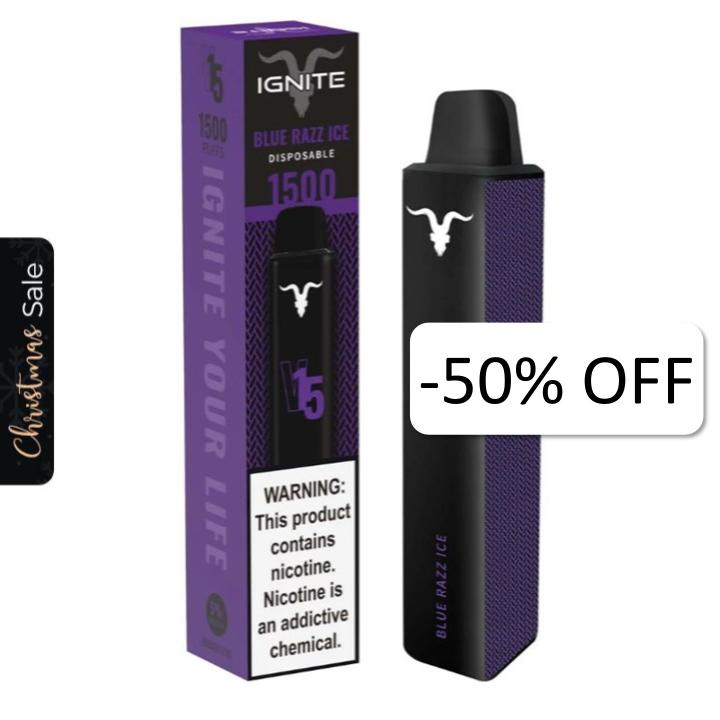 Vape Electronico Ignite V15 1500 Puffs Nic 5g Blue Razz Ice