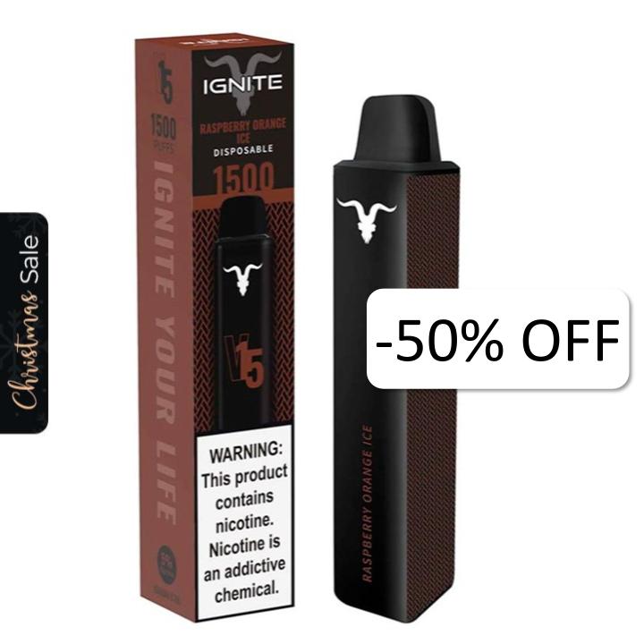 Vape Electronico Ignite V15 1500 Puffs Nic 5g Raspberry Orange Ice