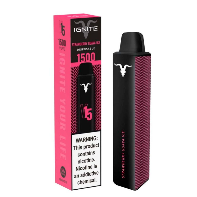 Vape Electronico Ignite V15 1500 Puffs Nic 5g Strawberry Guava Ice