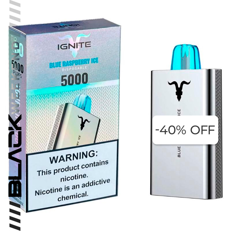 Vape Electrónico Ignite V50 5000 Puffs Nic 5g Blue Raspberry Ice