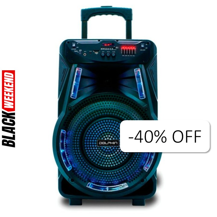 Bocina Bluetooth Dolphin SP-17RBT Trolley 15" con Micrófono 80 RMS Negro