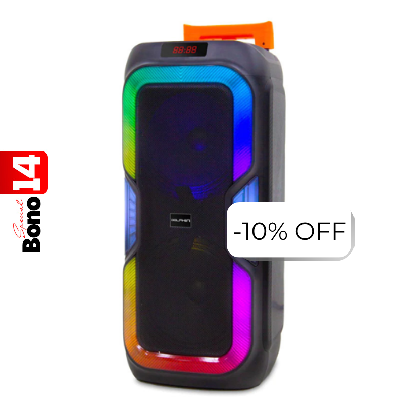 Bocina Dolphin SP-1060RBT Party Speaker Dual 10" Bluetooth 3100W Negro