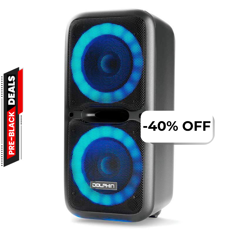 Bocina Bluetooth Dolphin SP-2120RBT Party Speaker Dual 12” 3600W Negro